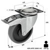 Lenkrolle rostfrei mit Plattenbefestigung und Bremssystem KPX-WTE 200K1-HC mit thermoplastischem Gummi/ Tragfähigkeit 220kg / 200mm/ Kugellager