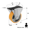 Bockrolle TPM-ALPU 100K mit gegossenem Polyurethan-Laufbelag Tragfähigkeit 200 kg / 100mm/ Doppelkugellager