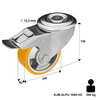 Lenkrolle mit Bremssystem KJM-ALPU 100K-HC mit gegossenem Polyurethan-Laufbelag Tragfähigkeit 200 kg /Durchmesser 100mm/ Doppelkugellager
