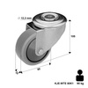 Lenkrolle rostfrei mit Bolzenbefestigung KJE-WTE 80K1 mit thermoplastischem Gummi/ Tragfähigkeit 90kg / 80mm/ Kugellager