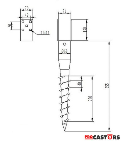 Bodenschraube - Bodenschraube, Anker in den Boden schrauben 91x685mm - Vierkantkopf für Vierkantholz