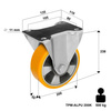 Bockrolle TPM-ALPU 200K mit gegossenem Polyurethan-Laufbelag Tragfähigkeit 500 kg / 200mm/ Doppelkugellager