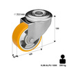Lenkrolle KJM-ALPU 100K mit gegossenem Polyurethan-Laufbelag Tragfähigkeit 200 kg /Durchmesser 100mm/ Doppelkugellager