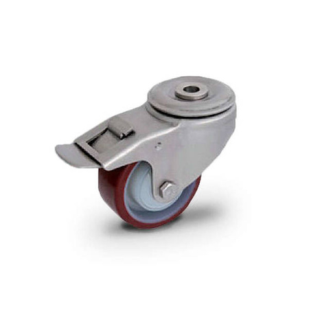 Stainless swivel castor with brake KJX-POPUB 100K1-HC rim polyamide PU tread 200kg / 100mm / ball bearing