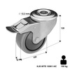 Lenkrolle rostfrei mit Bremssystem und Bolzenbefestigung KJE-WTE 100K1-HC mit thermoplastischem Gummi/ Tragfähigkeit 100 kg / 100mm/ Kugellager